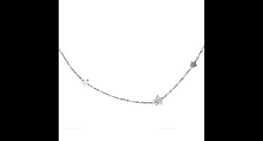 Lovenotes ketting - zilver - gerodineerd - sterren - zirkonia - 44 + 5 cm