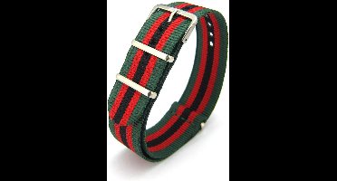Premium Green Red Black - Nato strap 20mm - Stripe - Horlogeband Groen Rood Zwart