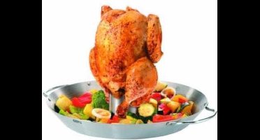 GEFU BBQ Kippenhouder met Aromareservoir 18 x 18 x 12 cm – RVS – Voor Beer Can Chicken