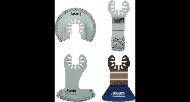 SMART Blades Wolfraam Multitool Zaagbladen Set - Voegen/Tegels/Beton/Gips - 4-Delig