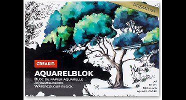 CREAKIT. Aquarelblok – 20 vel – Aquarelpapier A4 – Aquarelblokken voor Waterverf – Knutselen voor Kinderen en Volwassen