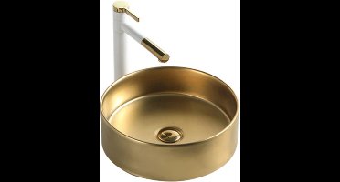 Waskom Boss & Wessing Opbouw Keramiek Rond 36x36x12 cm Mat Goud - Waskom opbouw - Waskommen - Wasbak - Wastafels