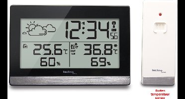 Technoline WS9255 KLOK / WEKKER met TEMPERATUURWEERGAVE en WEERSTATION