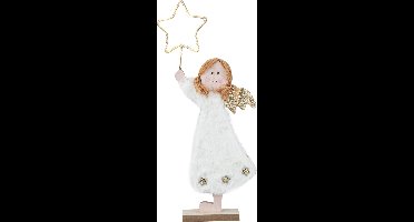 Cosy @ Home Engel Led Star Wit 13x4xh30cm Hout