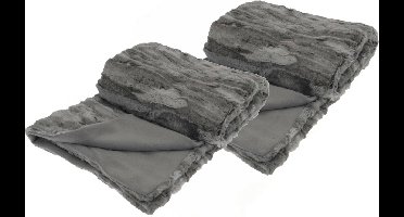 Fleece dekens/plaids - 2x - titanium grijs - 130 x 150 cm