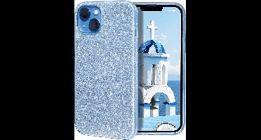 Hoesje Geschikt voor iPhone 14 Plus Glitter Siliconen backcover – Blauw