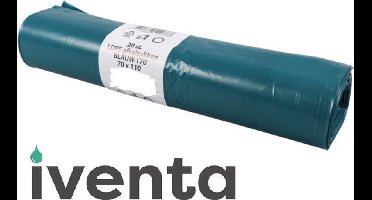 Afvalzak, LDPE, dik 70 mu, 120l, 70x110cm, blauw, 200 stuks