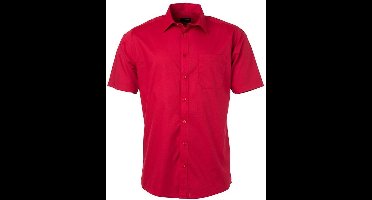 Daiber Herenshort Poplin Shirt met korte mouwen (Rood)