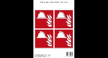 Pictogram sticker F004B - Brandbestrijdingsmiddelen - 100x100mm - 4 stickers op 1 vel