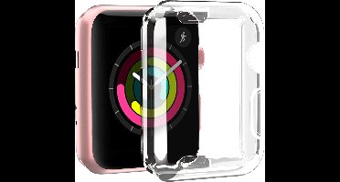 Screenprotector + Hoesje geschikt voor Apple Watch SE 40 mm - Siliconen TPU Case Transparant - Volledige 360 Graden Bescherming