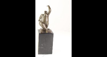 Modernistisch sculptuur Naakte dame - Bronzen beeldje - Dikke dames - 28,1 cm hoog