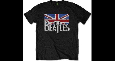 The Beatles - Drop T Logo & Vintage Flag Kinder T-shirt - Kids tm 6 jaar - Zwart