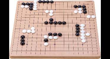 Go Bordspel 36 cm – Met 280 Glazen Stenen Zwart/Wit en Opbergzakjes – Strategisch Bordspel – Engelhart