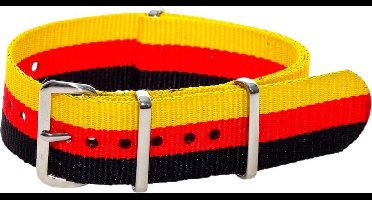 Premium Black Red Yellow - Nato strap 22mm - Stripe - Horlogeband Zwart Rood Geel