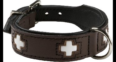 Hunter Hondenhalsband Swiss nappa bruin / Zwart 37x2,6c