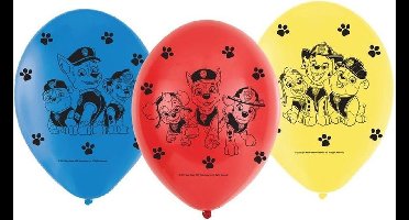 12x Paw Patrol ballonnen versiering voor een Paw Patrol themafeestje - thema feest ballon kinderfeestje/verjaardag