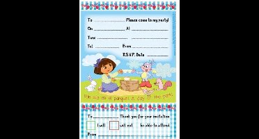 Dora Explorer uitnodigingen kinderfeest| 20 stuks