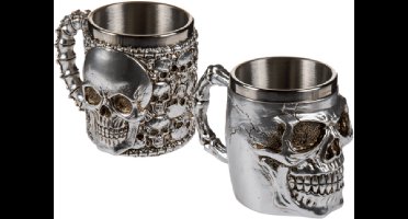 Out of the Blue Silver Plated Mug Goblet Skull (set van 2)