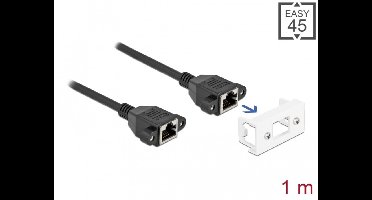 Delock Network Extension Cable for Easy 45 Module S/FTP RJ45 jack to RJ45 jack Cat.6A 1 m black
