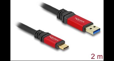 Delock USB 10 Gbps Cable USB Type-A male to USB Type-C™ male 2 m red metal