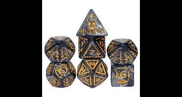 HOT Games dobbelstenen set zwart jumbo voor rollenspellen 7-delig.