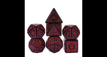HOT Games dobbelstenen set druide zwart rood 7-delig kunststof.