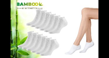 Bamboo Elements - Sneakersokken 12-Paar - Wit - 35-38 - Bamboe Sokken – Sneakersokken Heren – Sneakersokken Dames - Sneaker Sokken