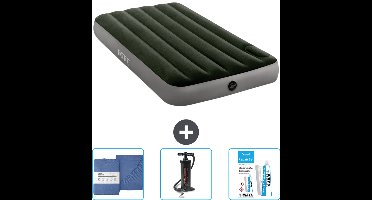 Intex Luchtbed - 1-Persoons - 99 x 191 x 25 cm - Groen - Inclusief Hoeslaken - Pomp en Reparatieset