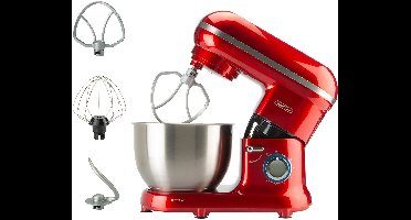 Bourgini Classic Kitchen Chef Keukenmachine - 4.5L Mengkom - Keukenmixer - Keukenrobot - 1300W- Rood
