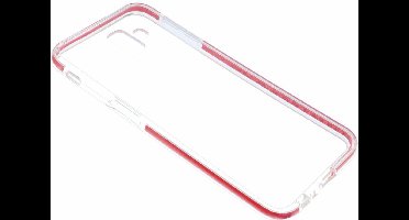 Ntech Hoesje Geschikt Voor Samsung Galaxy J6+ (Plus) Rood &Transparant Anti Shock Back hoesje