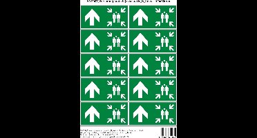 Pictogram sticker A0-E007 Verzamelplaats bij evacuatie N links - 100x50mm 10 stickers op 1 vel