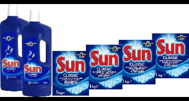 Sun zout vaatwasser vaatwaszout 4x 1kg + Sun glansspoelmiddel 2x 750ml