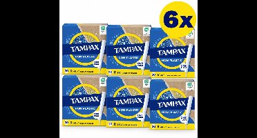 6x Tampax Non Plastic Regular Tampons met Applicator – 20 Stuks