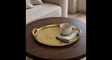 Hoppa! - Dienblad - Rond met Handgrepen - Goud - 32 x 30 x 3 (B x D x H)