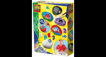SES Creative Rub-on Stenen Schilderen met Transfers - 5 Stuks - Voor Jongens vanaf 5 Jaar - Happy Stones - Schoencadeautjes Sinterklaas