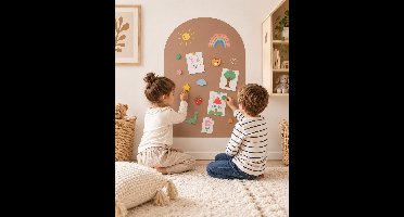 LiasToys Magnetische Muursticker met Krijtbordfunctie – 100 x 80 cm – Magneetbord Muurboog – Bruin