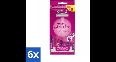 6 x Wilkinson - Wegwerpscheermesjes - Extra 2 Beauty - Extra Comfort - 15 mesjes - Wegwerpscheermesjes - Scheermesjes Dames - Scheermesjes Extra Comfort - Scheermesjes Met Aloë Vera - Gladde Huid