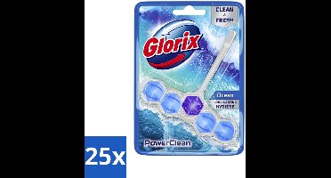 25 x Glorix - Toiletblok - Power Clean Ocean - Frisse Geur - 1 blok - Toiletblok - Oceaanfrisheid - Hygiëne - Reiniging - Anti-kalk