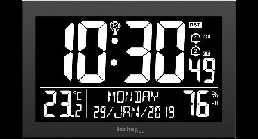 Digitale radio gestuurde wandklok / tafelklok - Thermometer / Hygrometer - Datum - Wekker functie - Technoline WS 8017