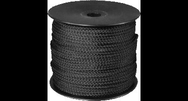 Gevlochten Koord – 100 meter – 1,5mm - Zwart – Touw - Haspel