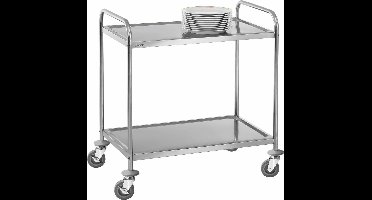 RVS Serveerwagen 2 bladen medium | 92(b) x 60(d) x 94.5(h) cm