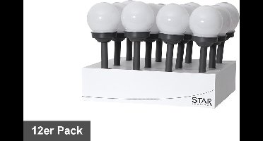 Star Trading Solar Padverlichting 'Globus', set van 12 bollampen, wit, schemersensor, H 27cm