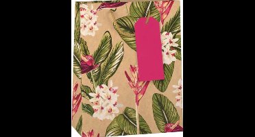 Papieren cadeau tas L Bright Kraft. Afmetingen : 260 x 120 x 324 mm.