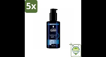 5 x Gliss - Haarserum - Night Elixer - Overnight Moisture - Hydratatie en Glans - 100 ml - Grootverpakking - Haar Serum - Nacht Serum - Hydraterend Serum - Gliss Night Elixir - Haarverzorging
