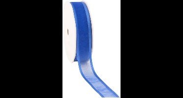 Satin edge Organzalint Kobaltblauw – 25 mm × 25 m – Organza