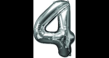 Haza Original Folieballon Cijfer "4" 92 Cm Zilver