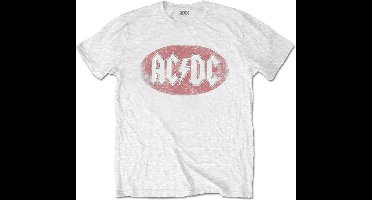 AC/DC - Oval Logo Vintage Heren T-shirt - S - Wit