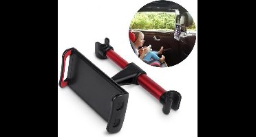 DrPhone A6 PRO - Aluminium Auto Hoofdsteun Tablet & Smartphone Houder 360 Graden Draaibaar - Achterbank Houder - 4 -11 inch - Rood