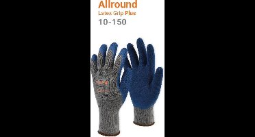 12x 12 paar - Werkhandschoenen PSP 10-150 Allround Latex, Blauw (per doos van 12x 12 paar), maat 11
