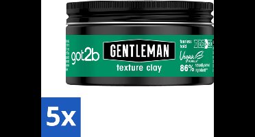 5 x Got2B - Texture Clay - Gentleman - 100 ml - Gentleman Texture Clay - Haar Textuur - Matte Finish - Stijlvol Haar - Natuurlijke Look